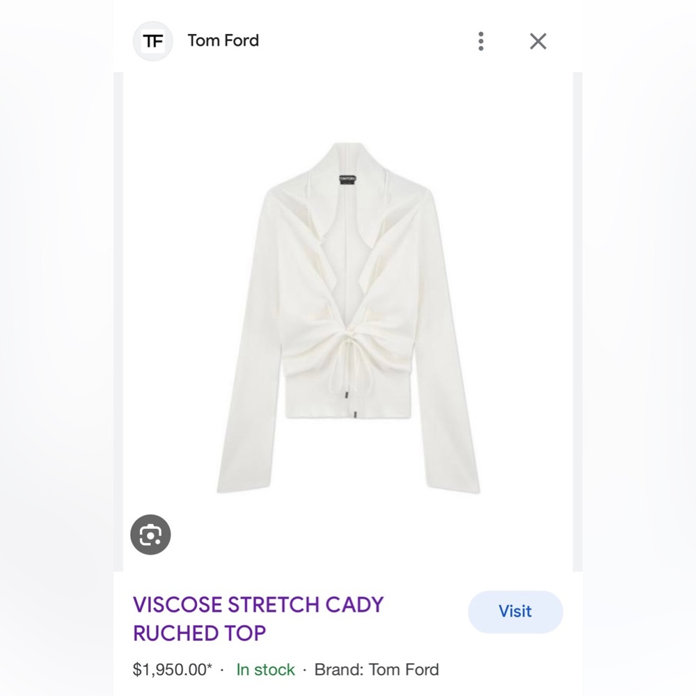 Tom Ford Viscoae Top brand new  in White